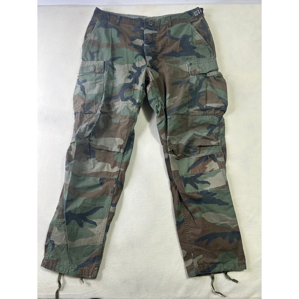 Vintage Woodland Camo Cargo Pants Mens 34x31 Military Utility Combat Trousers